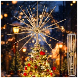 Gold Christmas Tree Topper, Exploding Star Christmas Tree Decorations
