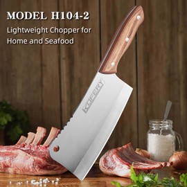 KOFERY Heavy-Duty 7-Inch Meat Cleaver Knife for Bones and Meat - High Carbon Stainless Steel Butcher Knife with Wooden Handle - Lightweight Full-Tang Chinese Cleaver for Powerful Cutting