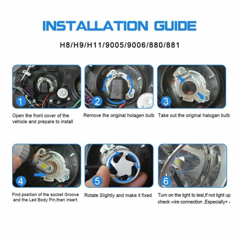 AUIMSOCO H11 LED Headlight Bulbs Kit High / Low Beam