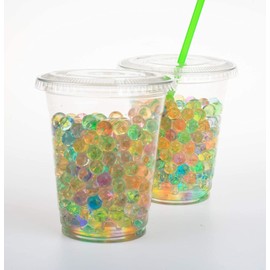 GOLDEN APPLE Cup series, 12oz Clear Plastic cups with Flat lids with hole 30sets, BPA Free