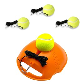 DONHUA Tennis Trainer Rebound Ball with 3 Long Rope Balls, Portable Solo Tennis Training Equipment for Kids Adults (Orange, 21cm x 21cm / 8.3inch x 8.3inch, 4 Pieces, 1 Set)