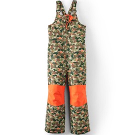 Lands' End Kids Iron Knee Insulated Winter Snow Bibs Green Orange Geometric Print Kids Large