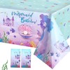 2Pack 130*220cm Mermaid Table Cloth Party Rectangular Plastic Table Cover,Mermaid