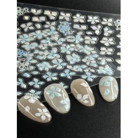 2 pcs Flower Nail Stickers for Nail Art - Flowers Nail Art Stickers Summer Floral Leaf Plant 5D Embossed Nail Decals Self-Adhesive Nails Supply Manicure (Field Laugher)