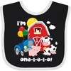 inktastic ONE-I-E-I-O 1st Birthday Baby Bib Black and White 34a09