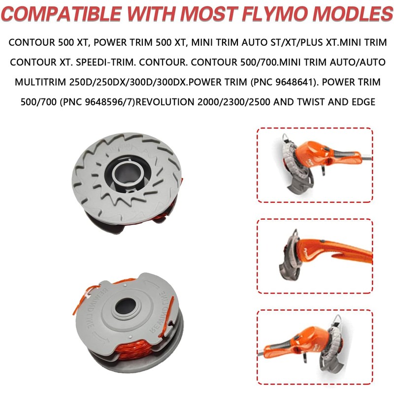 2 Pack Strimmer Spool Line Compatible with Flymo,Double Autofeed Spool