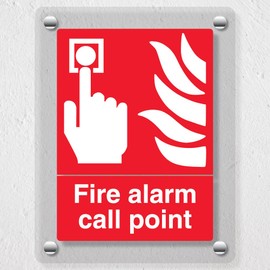 V Safety Fire Alarm Call Point - Portrait - 150 x 200 mm - Acrylic Perspex Cast Clear Safety Sign