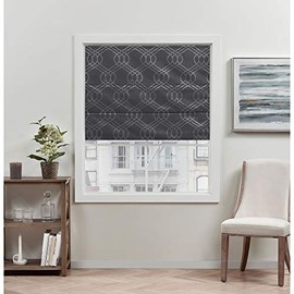 Exclusive Home Curtains Prague Trellis Blackout Roman Shade, 23x64, Grey