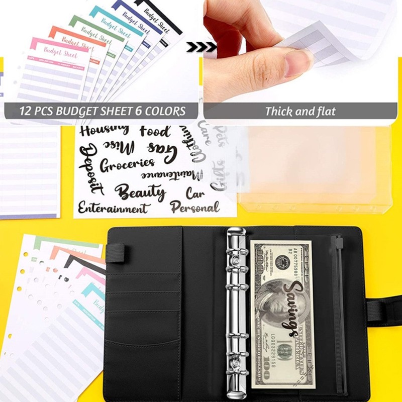 A6 Pattern PU Leather Budget Organiser with Magnetic Buckle Budget