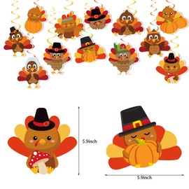 36Pcs Thanksgiving Hanging Swirls Decorations Thanksgiving Turkey Hanging Ceiling Streamers Happy Thanksgiving Hanging Decoration Swirls for Classroom Home Party Supplies