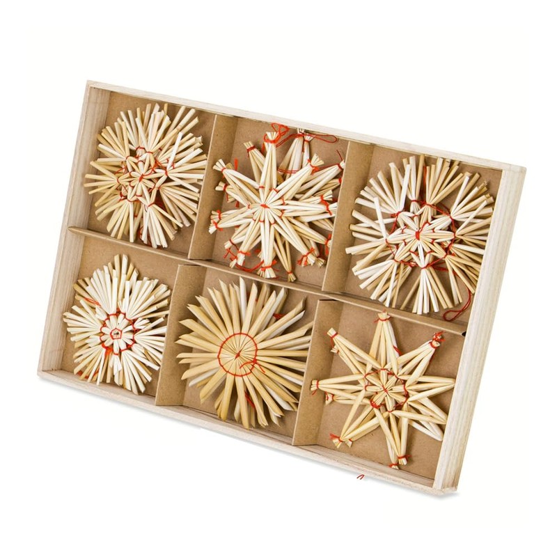 CENPEK Premium 24x Straw Stars Christmas Tree Decorations - Diameter