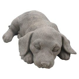 G&H Decor - 19cm Sleeping Dog Garden Ornament - Concrete Garden Ornaments - Hand Finished with Intricate Detail - Suitable for Indoor or Outdoor Use - Frost Resistant Sleeping Dogs Memorial Sculpture