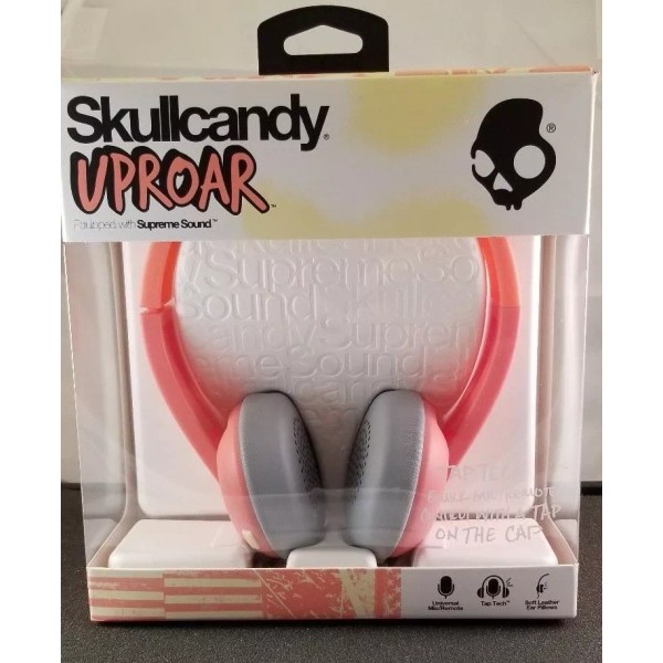 Skullcandy S5URHT-501 CORAL/CREAM Uproar On-Ear Headphones w/Taptech /NEW in BOX
