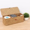 Moosky Wicker Shelf Baskets with Lid,Rectangular Seagrass Woven Storage Baskets