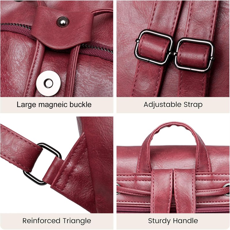 Everfunny Women Backpack Waterproof Anti-theft Lightweight PU Fashion Leather Shoulder