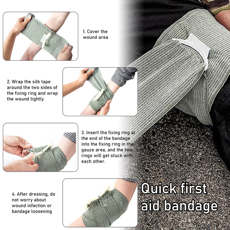 6 Inch Israeli Bandage Tourniquet, 3 Pieces Hemostatic Bandage, Tactical