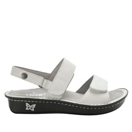 Alegria Women's Verona Basketry White Lightweight Arch Support Comfort Ankle Strap Leather Slide Sandal 6-6.5 M US