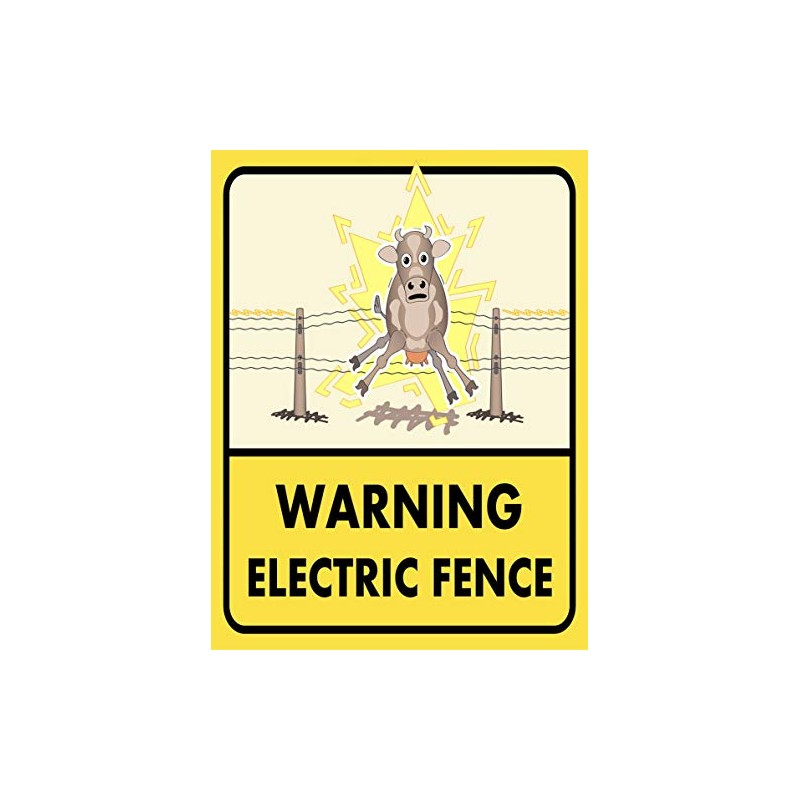 Warming Electric Fence FUNNY METAL SIGN 200MM X 150MM (1941H1)