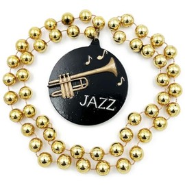 Jazz Medallion Mardi Gras Bead Necklace Cajun New Orleans Louisiana Carnival