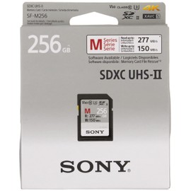 Sony Memory Card 256GB, SF-M Series Uhs-II SD, CL10, U3, Max R277MB/S, W150MB/S SF-M256/T2