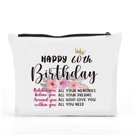 FBCCZEY Funny 60th Birthday Gifts for Women Makeup Bag, Happy Anniversary 60th Birthday Party Decorations for Woman Makeup Pouch, 60 Year Old Birthday Gifts for Women Mom Grandma Cosmetic Bag