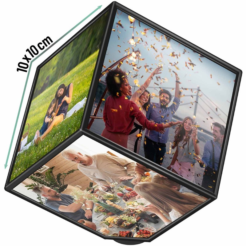 GOODS+GADGETS Rotating Photo Cube for 6 Photos Floating Picture Cube