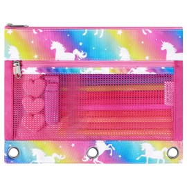 WAWSAM Binder Pencil Pouches for Children - 3 Ring Binder Pouches with Zip Pocket, Mermaid G, Pack sack