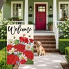 Tikeciti Red Geraniums Bee Garden Flag Double Sided Small Yard
