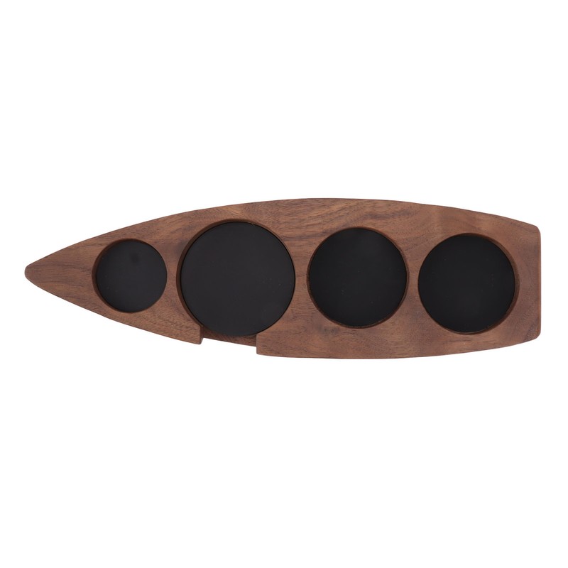 Boat Shape Coffee Tamper Holder Walnut Wood Coffee Distributor Holder