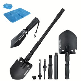 TENSURELING Survival Shovel, Folding Camping Shovel, High Carbon Steel Military Tactical Trench Spade with Pickaxe, Multitool Entrenching Tool for Off Road, Gardening, Metal-Detecting, Digging