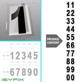 iSYFIX Black Vinyl Numbers Stickers – 2 Sets 2 inch - Premium Decal, Reflective Background, Pre-Spaced for Mailbox, Signs, Window, Door, Cars, Trucks, Home, Business, Address, Indoor & Outdoor