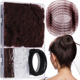 YGDZ Hair Nets for Buns, Dance Hair Accessories Kit with Hair Pins, Elastic Hair Ties, Invisible Hair Net for Ballet Girls Dance Buns, Ballet Bun Maker for Dance Competition, Brown