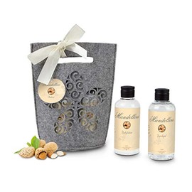 Römer Wellness Mandellini Gift Set 3 Pieces 100ml Shower Gel 100ml Body Lotion + Decorative Felt Bag - Almond Milk Fragrance - Approx Dimensions: 18.5 x 12.5 x 6.5 cm