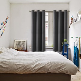 BGment Blackout Curtains - Grommet Thermal Insulated Room Darkening Bedroom and Living Room Curtain, Set of 2 Panels (42 x 72 Inch, Dark Grey)