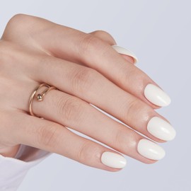 modelones Short Press on Nails, 32Pcs 16 Sizes Oval Fake Nails Kit Press Ons with Nail Glue, Adhesive Tabs, Nail File, Prep Pad, Manicure Stick, Milky White