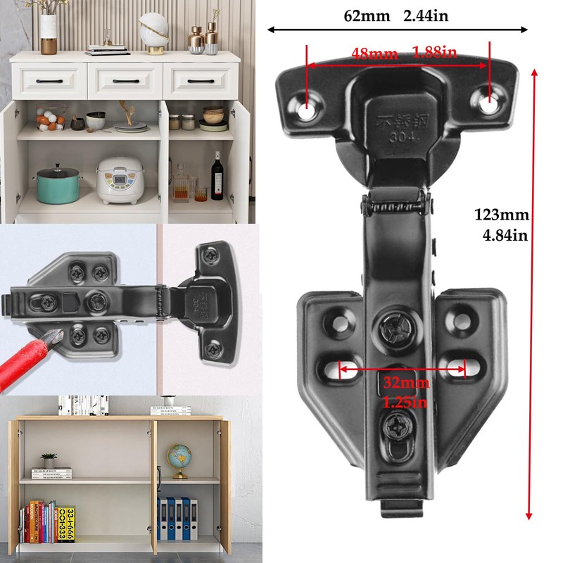 Cokritsm Black Hinge Cabinet Door with Hinge Screws, Screw-On Hinge