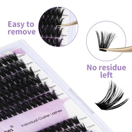 DIY Lash Clusters for Eyelash Extensions: Ultra-light, Natural, Fluffy, Manga, Wispy, Waterproof, Anime, Manga, Cat Eye, D Curl, 16-20mm Mixed, 60/80D, Wendy Lashes, 0125
