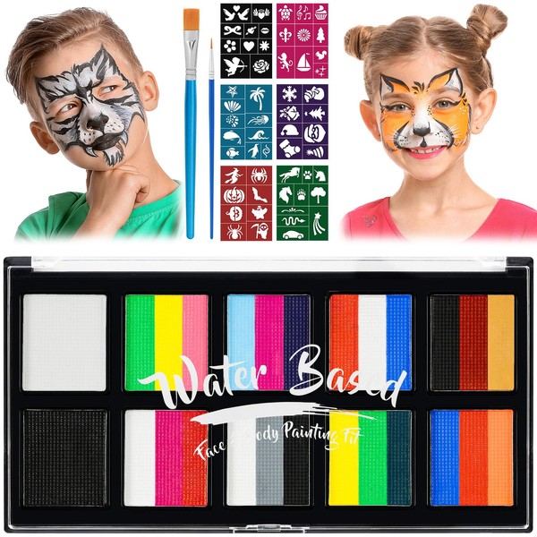 LOPHE Children's Make-Up, 10 Colours Face Paint, Children's Make-Up Set,