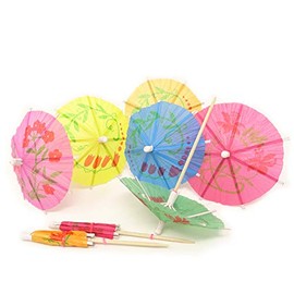 Honbay 144PCS Assorted Colors Paper Parasol Umbrella Cocktail Picks Cupcake Toppers for Hawaiian Party, Summer Beach or Pool Party, Birthday Party, Bars, Restaurants and More