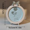 IELEPHONIX 3.5 * 3.5inch Pink Enamel Mini Round Picture Frame,Bow