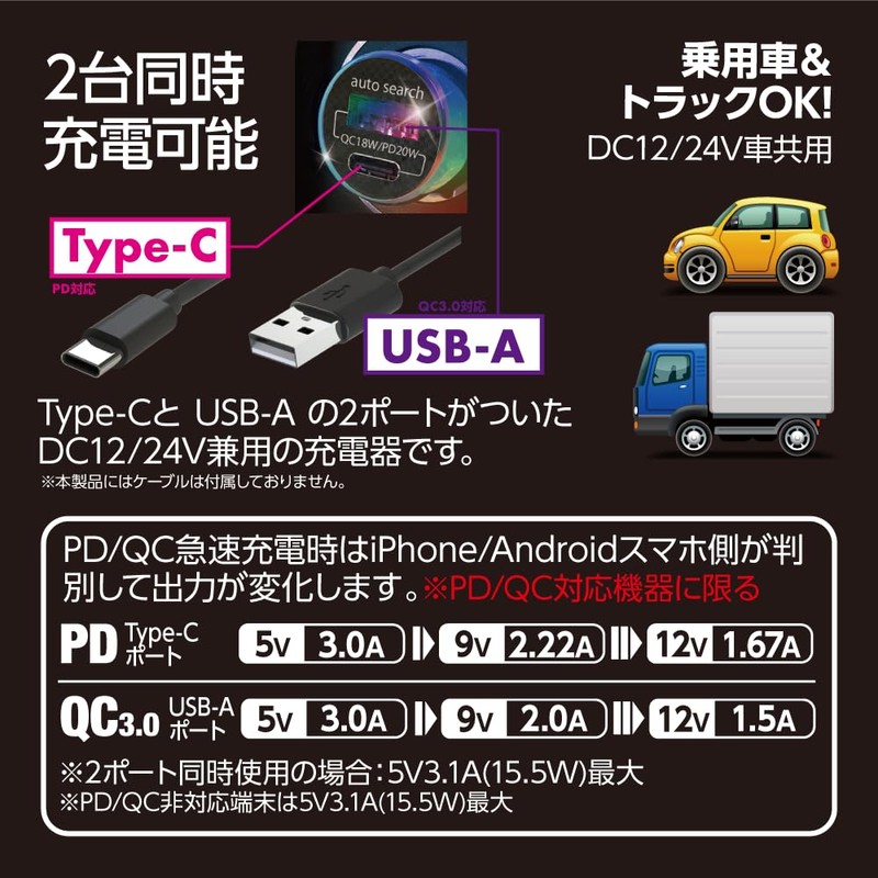 Arcs X-291 Car Type C USB-A 2-Port Charger Aluminum Skeleton