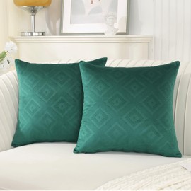 Ystyle Christmas Set of 2 Velvet Cushion Covers, 40 x 40 cm, Soft Decorative Cushion Cover, Modern Decorative Cushion Cover, Sofa Cushion, Decorative Cushion Cover for Living Room, Bedroom, Dark Green