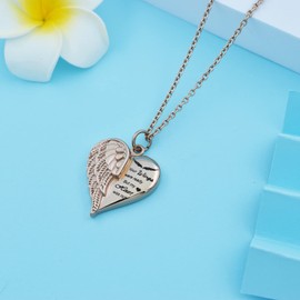 Loybora Angel Wing Heart Cremation Urn Necklace for Ashes Keepsake Pendant Memorial Locket Stainless Steel Ash Holder Jewelry Women Men, Steel, No Gemstone, Rose Gold (L001-RG)