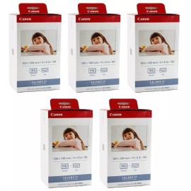 LW 5PK Canon KP-108IN Color Ink Paper Set 4x6 for Canon Selphy CP1200 CP1300 CP1500