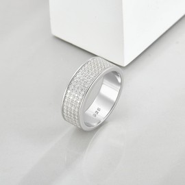 STARCHENIE Mens Wedding Band 925 Sterling Silver Rings for Men Cubic Zirconia Anniversary Engagement Ring for Him Size 10