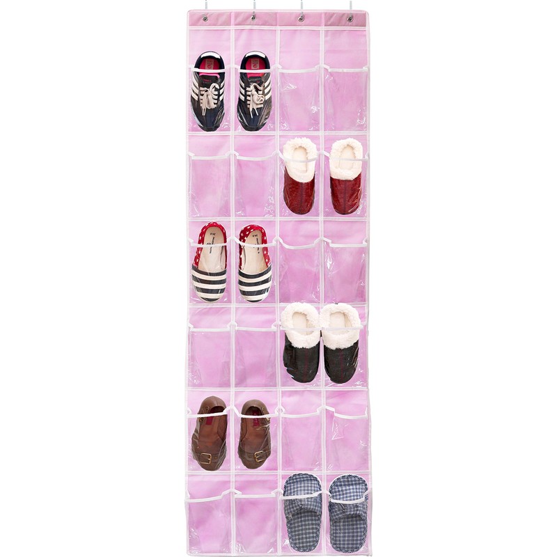 SimpleHouseware Crystal Clear Over The Door Hanging Shoe Organizer, 24