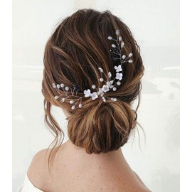 Zoestar Flower Bridal Headband, Silver Beaded Crystal Headbands with Beaded Bridal Headbands for Women and Girls