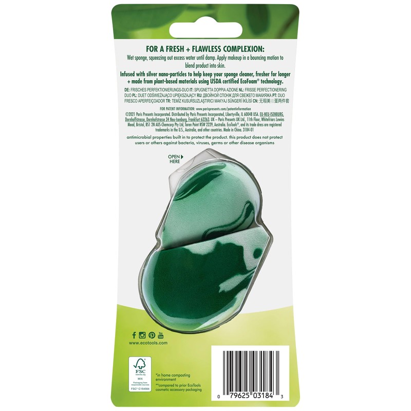 EcoTOOLS Make-Up Schwamm I 2 Stück I mit Silber angereichert