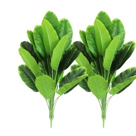 XIYUAN 32'' Artificial Palm Plants Leaves, 2 Pcs Faux Tropical Palm Tree Leaf, Artificial Plants Outdoor, Greenery Shrubs Indoor Outside Home Garden Office Verandah Wedding Décor (32 Inch)