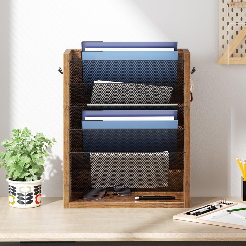 Creso hom Hanging Wall File Organizer, 6 Tier Wood Wall
